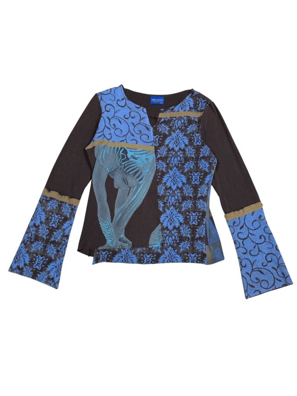 Vintage Cirque Du Soleil Long Sleeved Asymmetrical Top Medium Bell Sleeve Y2K XL